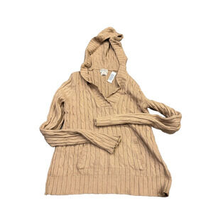 VTG Ralph Lauren Polo‎ Women's Beige Fisherman Cable Knit Sweater Hoodie Size L